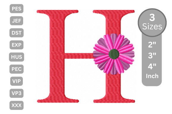 Blossom Alphabet Letter - H: A Festive Embroidery Design