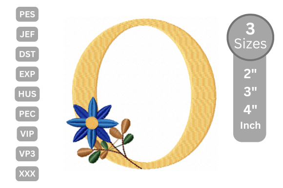 Botanical Flower Letter - O: A Festive Embroidery Design