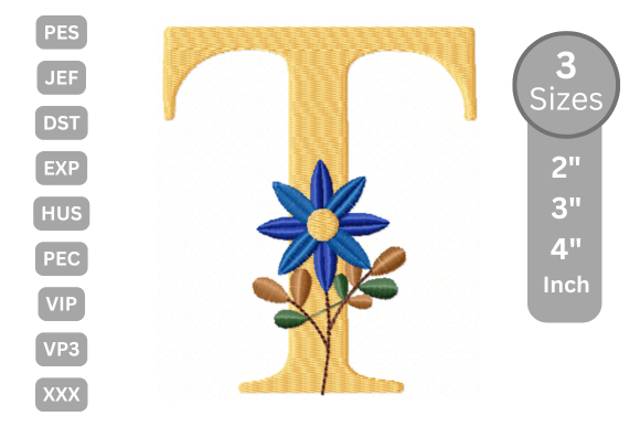 Botanical Flower Letter - T: A Stylish Holiday Embellishment