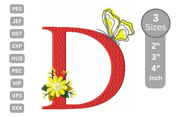 Butterfly Bloom Alphabet - D: A Festive Embroidery Delight