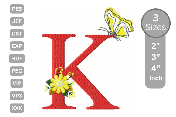 Butterfly Bloom Alphabet - K: A Stylish Serif Monogram