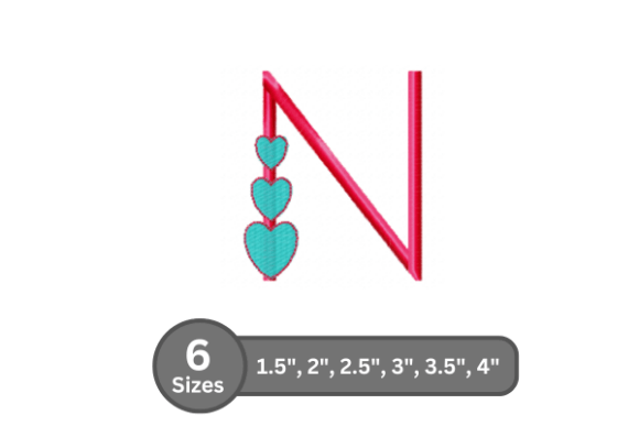 Candy Heart Alphabet -N: A Sweet Embroidery Delight