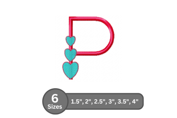 Charming Candy Heart Alphabet -P for Holiday Embroidery