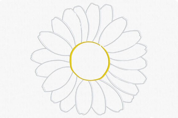 Elegant Calligraphy Style Daisy Outline 8 x8