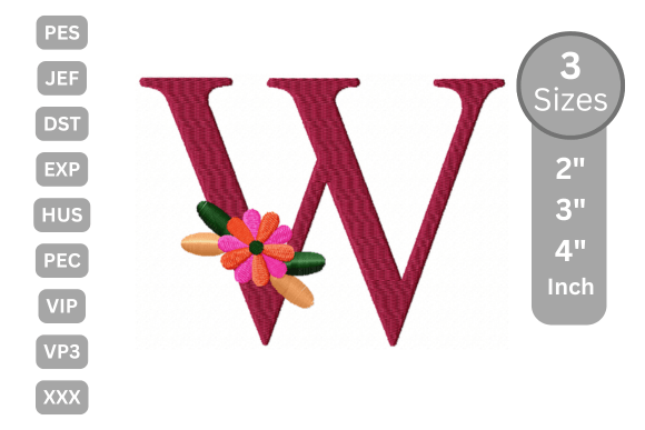 Elegant Floral Alphabet Letter - W