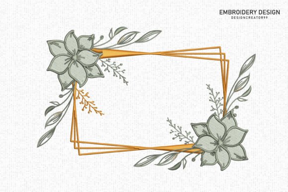 Elegant Floral Geometric Frame for Holiday Embroidery