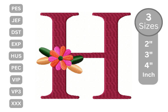 Elegant Floral H for Seasonal Embroidery