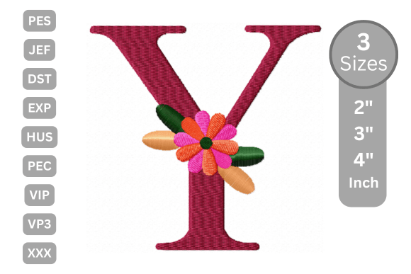 Floral Alphabet Letter - Y: A Stylish Embroidery Choice