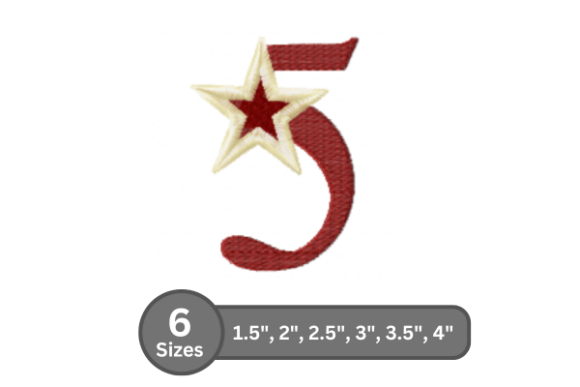 Star Pop Number -5: A Festive Embroidery Design