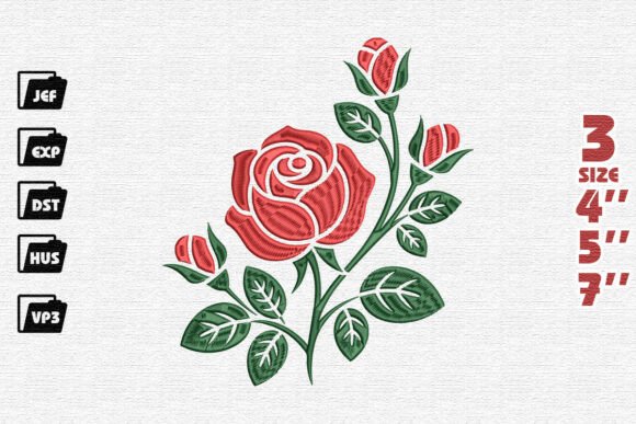 Stylized Red Rose with Buds: A Seasonal Delight